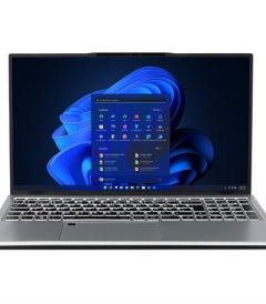 Abbildung des TERRA MOBILE 1551R Business-Notebooks mit Intel Core i7-1355U, 16 GB DDR5 RAM, 500 GB SSD, 15.6" Full-HD Display, Windows 11 Pro und Aluminiumgehäuse in Silber.