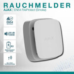 Ajax EN54 FireProtect Smoke Weiß – EN54-zertifizierter Funk-Rauchmelder mit 85 dB Sirene, CR2-Batterie und 1,7 km Funkreichweite