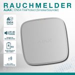 Ajax EN54 FireProtect Smoke/Sounder Weiß – EN54-zertifizierter Funk-Rauchmelder mit integrierter 85 dB Sirene, CR2-Batterie und 1,7 km Funkreichweite