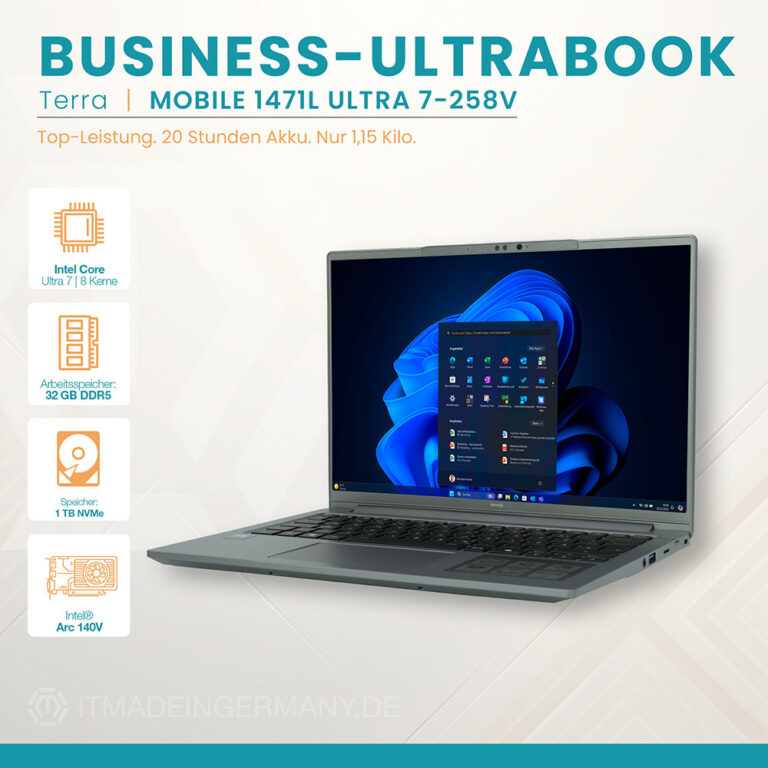 TERRA MOBILE 1471L Ultra 7-258V Business-Ultrabook mit 32 GB RAM und 1 TB SSD