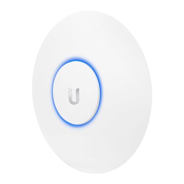 Ubiquiti UniFi UAP-AC-Pro Frontansicht in Weiß mit runder Form und LED-Status