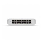 Ubiquiti UniFi Switch 16-Port Frontansicht mit 16 RJ-45 Gigabit Ethernet Ports und 8x PoE
