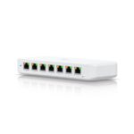 Ubiquiti UniFi Ultra Switch - 8 Port Gigabit Ethernet Switch mit PoE in weiß, Frontansicht mit allen Ports