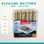 Maxell Alkaline LR03 Micro AAA Batterie in der 24er Box
