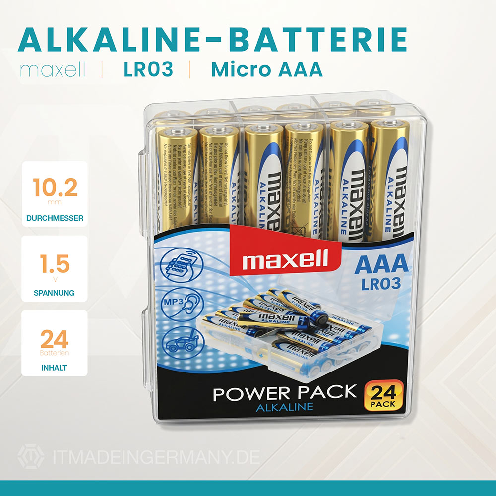 Maxell Alkaline LR03 Micro AAA Batterie in der 24er Box