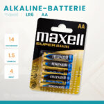 Maxell LR6 Super Alkaline AA Batterie im 4er Blister
