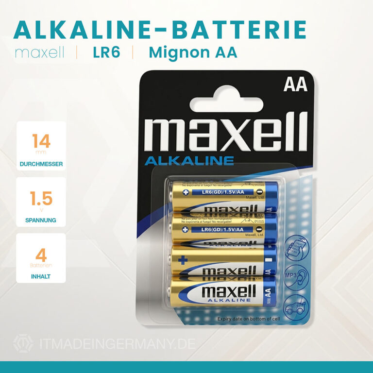 Maxell LR6 Alkaline AA Batterie im 4er Blister