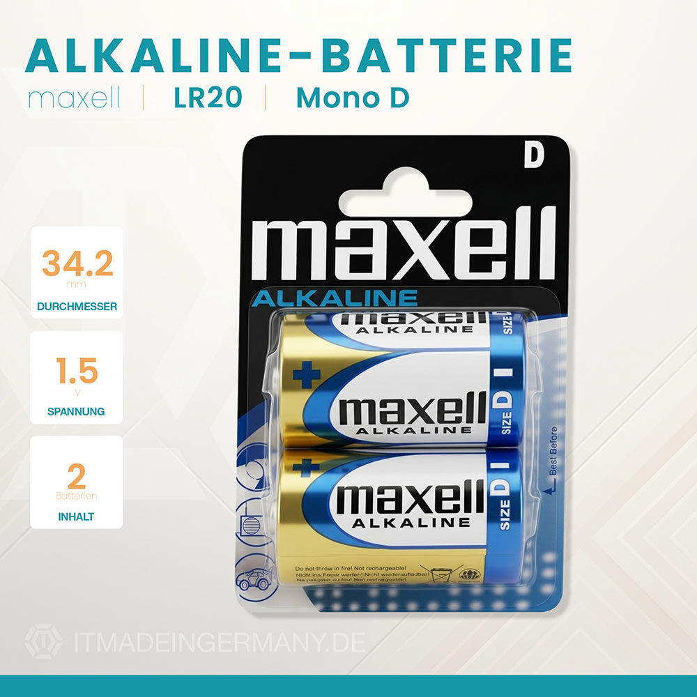 Maxell Alkaline D Batterie 2er Pack