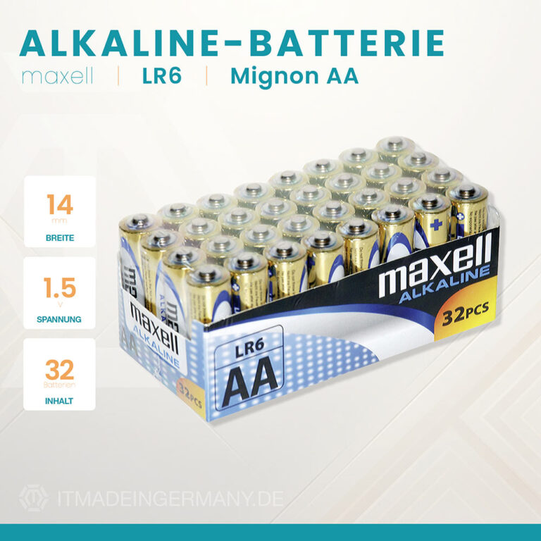 Maxell Pack Shrink 32 Stück LR6 Mignon Alkaline 1,5 V AA E91