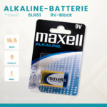 Maxell Alkaline 6LR61 9V-Block Batterie im 1er Blister