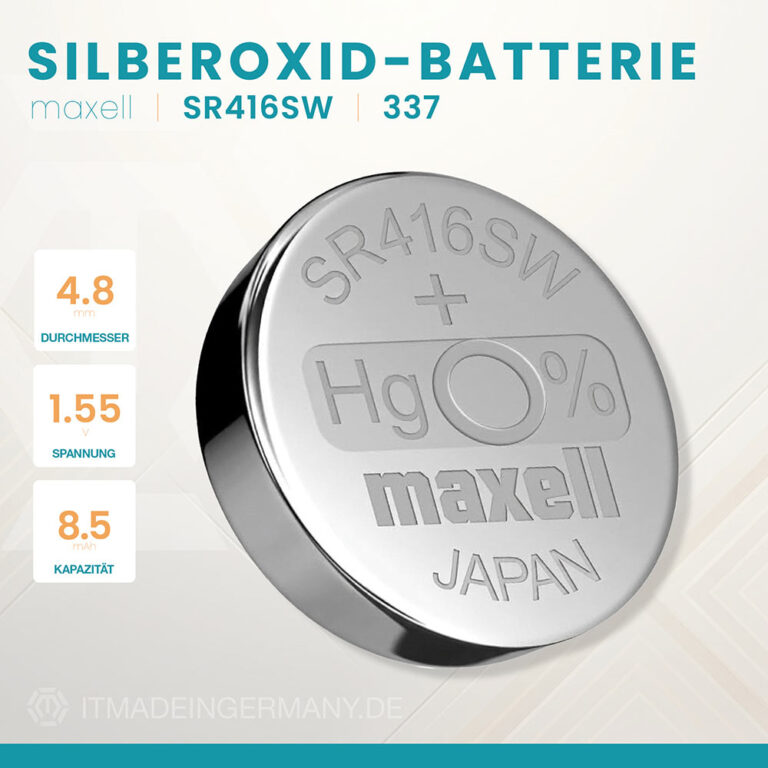 Maxell 337 Knopfzelle SR416SW Silberoxid Batterie 1,55 V