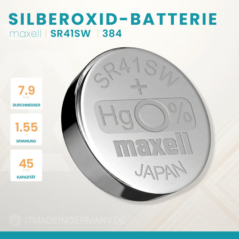 Maxell 384 Knopfzelle SR41SW Silberoxid Batterie 1,55 V