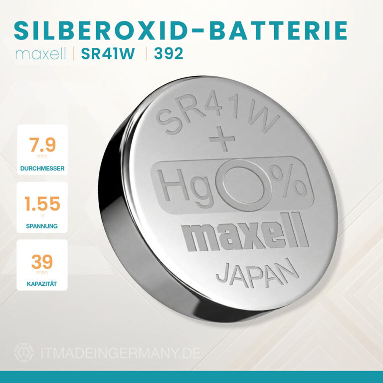 Maxell 392 Knopfzelle SR41W Silberoxid Batterie 1,55 V