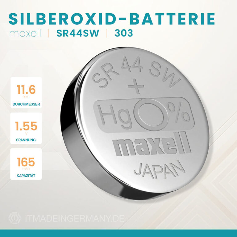 MAXELL 303 Knopfzelle SR44SW Silberoxid Batterie 1,55 V