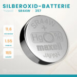 Maxell 357 Knopfzelle SR44W Silberoxid Batterie 1,55 V