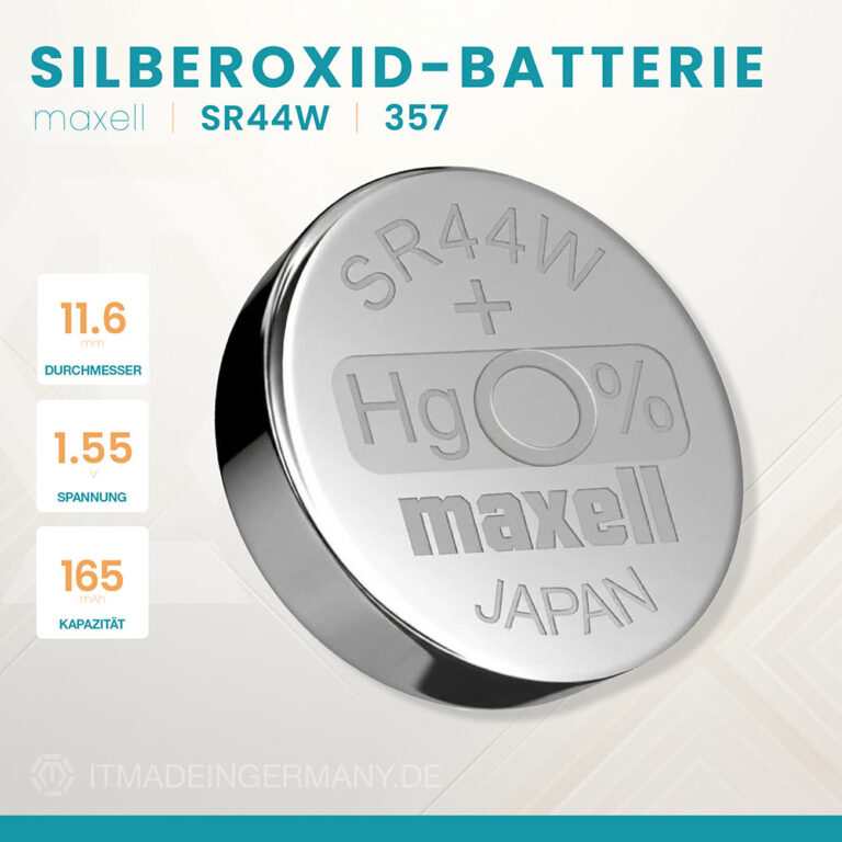 Maxell 357 Knopfzelle SR44W Silberoxid Batterie 1,55 V