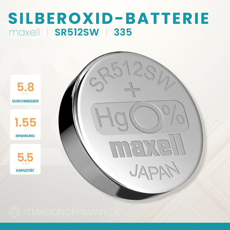 Maxell 335 Knopfzelle SR512SW Silberoxid Batterie 1,55 V