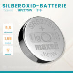 Maxell 319 Knopfzelle SR527SW Silberoxid Batterie 1,55 V