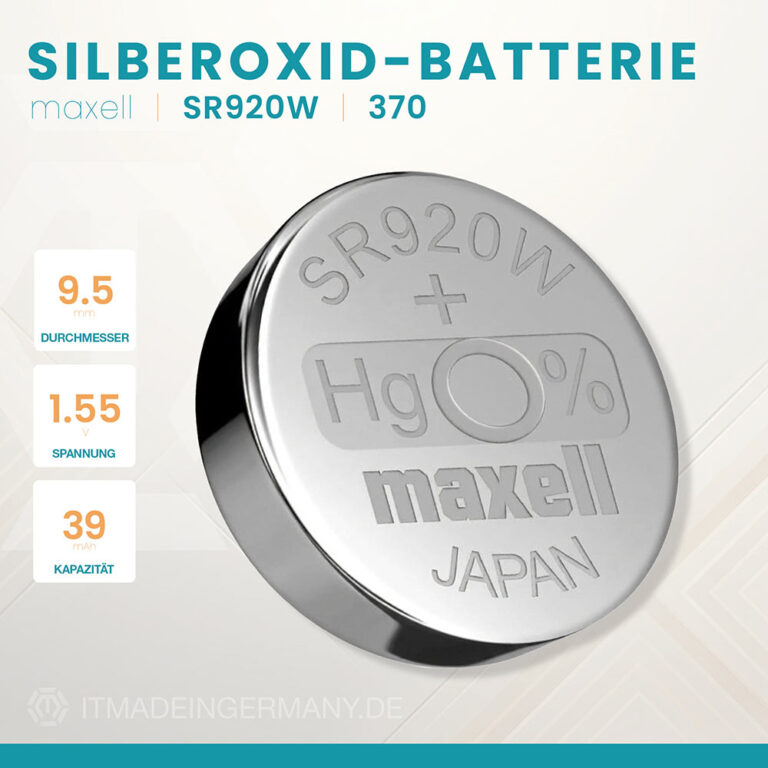 Maxell 370 Knopfzelle SR920W Silberoxid Batterie 1,55 V