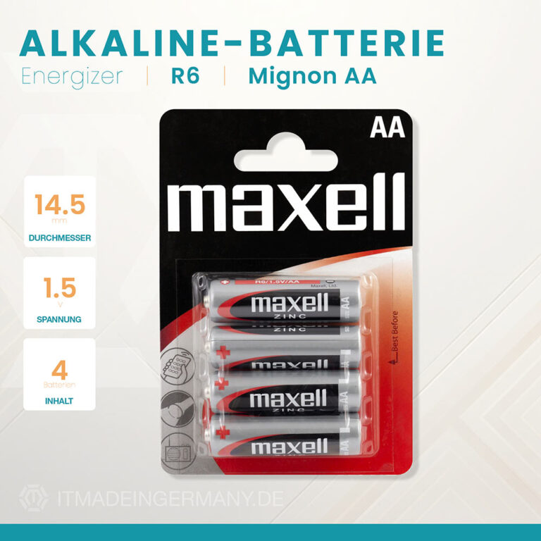 Maxell Zinc R6 Mignon AA Batterie im 4er Blister