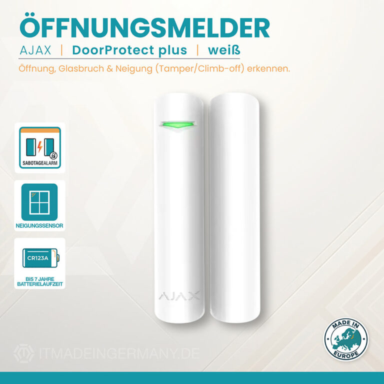 Ajax DoorProtect Plus Jeweller Weiß – Öffnungs-, Glasbruch- und Neigungssensor