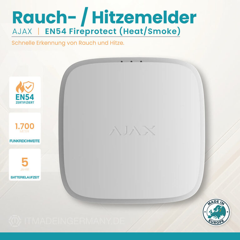 Ajax EN54 Rauch‑ und Hitzemelder Weiß – EN54 konformer Brandmelder