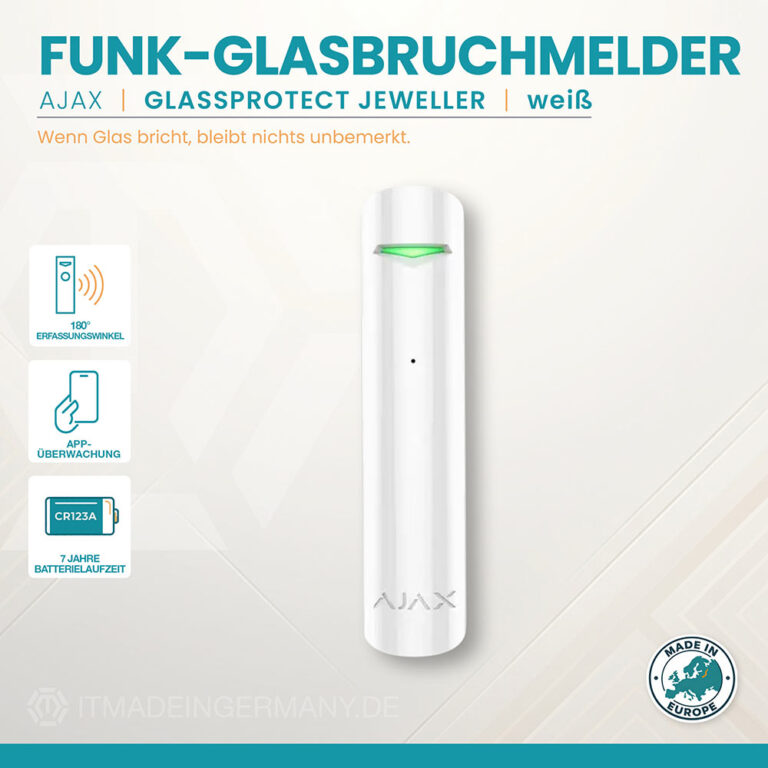 Ajax GlassProtect Jeweller weißer Funk-Glasbruchmelder