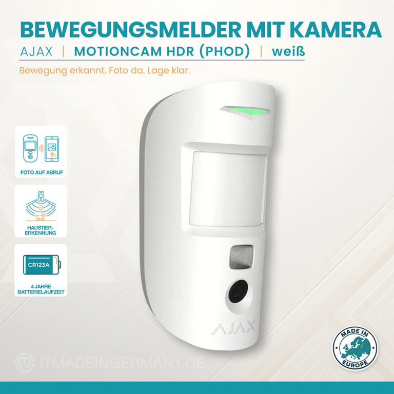 Ajax MotionCam HDR PhOD weißer Bewegungsmelder mit Kamera