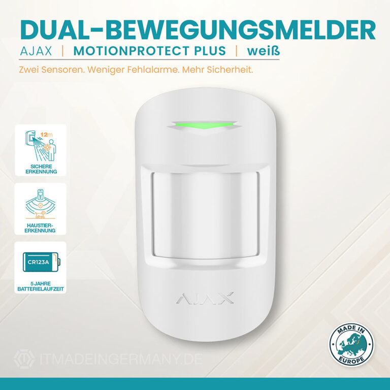 Ajax MotionProtect Plus weißer Dual-Bewegungsmelder mit PIR und Mikrowelle