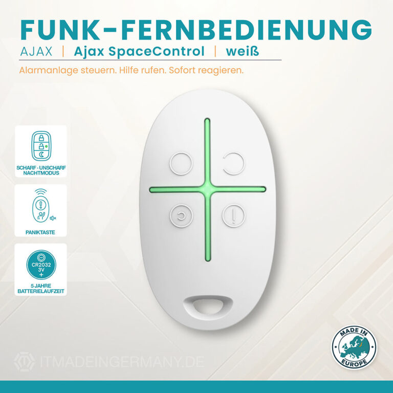 Ajax SpaceControl Jeweller weißer Funk-Handsender mit Paniktaste
