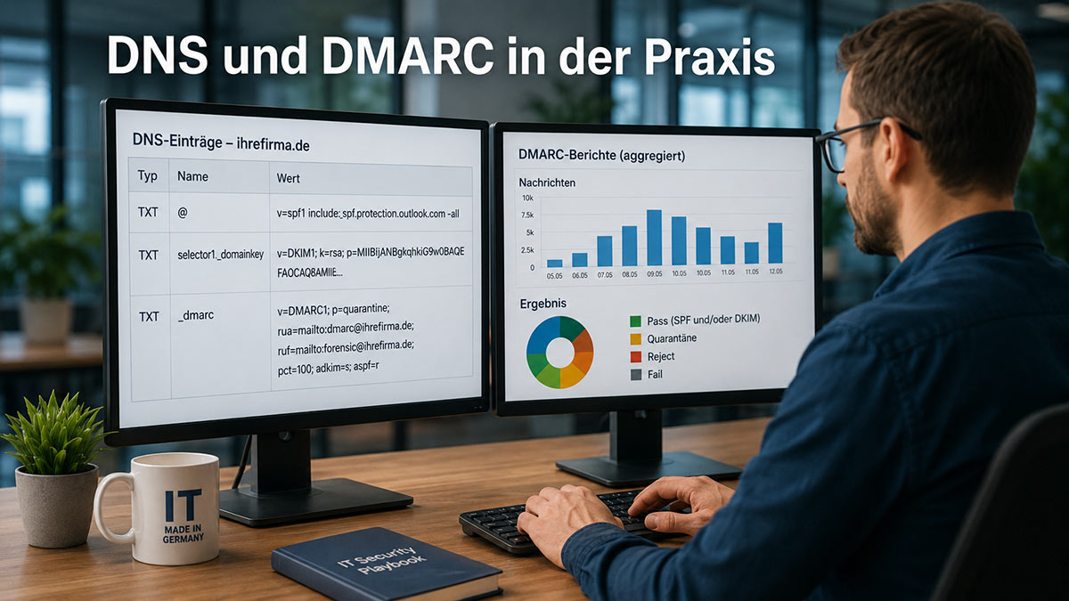 DMARC und DNS im Büroalltag – IT Made in Germany Berlin DNS und DMARC im Büroalltag – E-Mail-Sicherheit für KMU Kanzleien Praxen