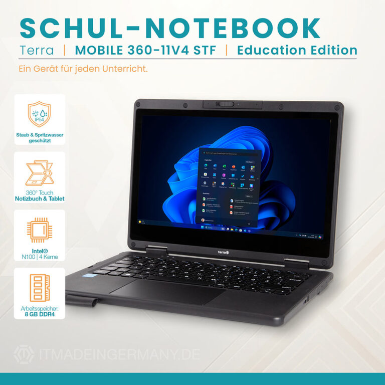 TERRA MOBILE 360-11V4 STF Schul-Notebook mit Windows 11 Pro Education und 360° Touch